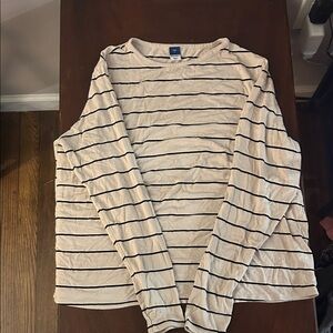 Old Navy Cream and Black Striped Long Sleeve Tee
